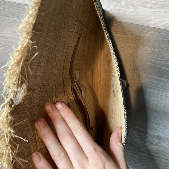 Shebobo Women's Sophie Raffia Envelope Clutch Bag Sustainable Hand Woven Boho - Picture 3 of 6